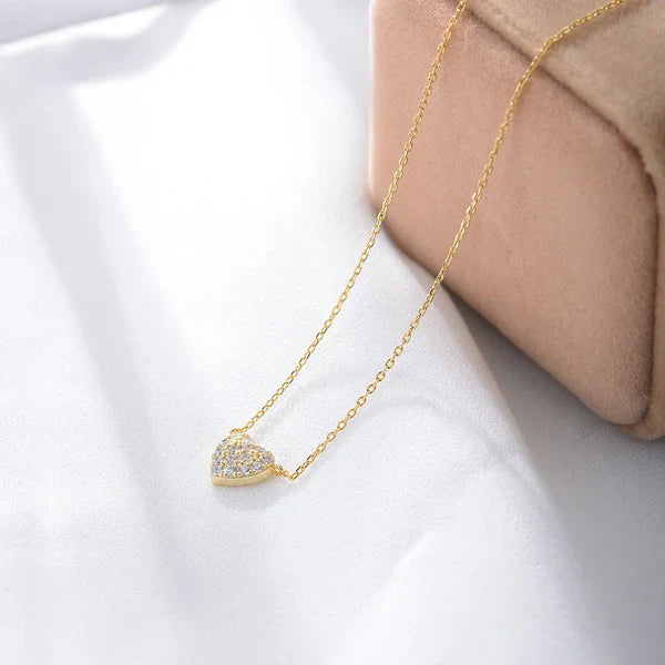 Silver Heart-shaped Zircon Necklace For Women